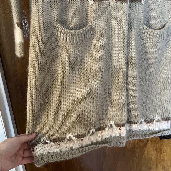 Free People Frosted Fair Isle Cardigan Chunky Sweater Aztec Womens Size Medium - Picture 6 of 9